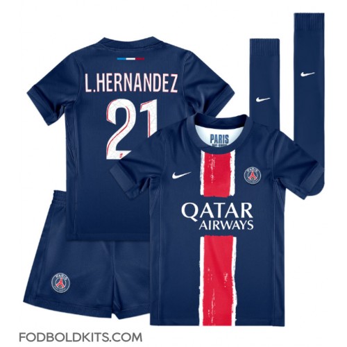 Paris Saint-Germain Lucas Hernandez #21 Hjemmebanesæt Børn 2024-25 Kortærmet (+ Korte bukser)